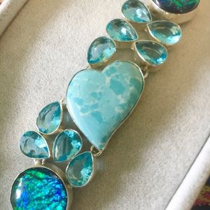 Larimar Heart Bracelet Sterling Silver